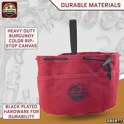 Graintex 18 Pockets Grab Bag Rip-stop Canvas Drawstring Closure, Small Part Organizer Pouch, Small Tools, Screws, Parts, Parachute Tool Bag for Efficient Storage - Burgundy - color: Burgundy