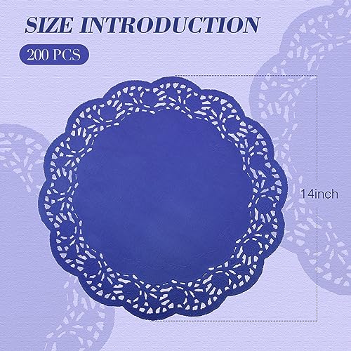 Yexiya 200 Pcs Lace Paper Doilies 14 Inch Round Foil Placemats, Dark Blue - color: Dark Blue