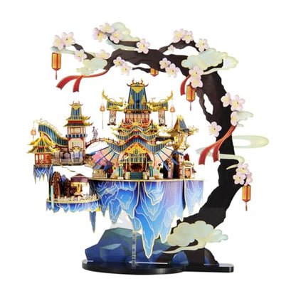 Microworld 3D Metal Puzzle for Adult, Peach Blossom Source Architecture Metal Model Kits, DIY Brain Teaser Challenge 3D Puzzles for Adults, Art Craft Buliding Home Decor Gift for Age 16+