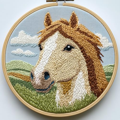 Punch Needle Kit for Beginners – Horse Design Punch Stitching Kit for Adults, DIY Needle Punch Kits for Art Crafts, Ideal for Festival Decorations & Gifts - color: 18-Horse