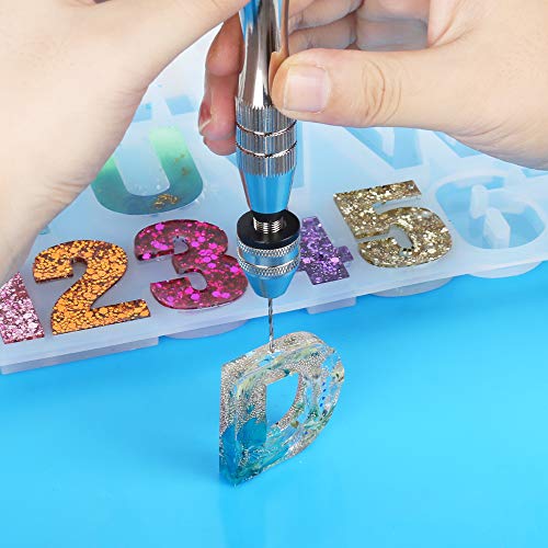 LEOBRO Hand Drill, Steel Pin Vise with 10 PCS Small Drill Bits (0.8 mm-3 mm), for Resin, Wood, Clay, DIY Crafts Keychains Jewelry Making - color: A-silver