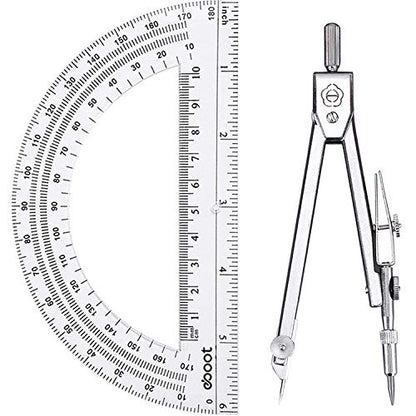 EBOOT Drawing Compass and 6 in Protractor Geometry Set, Clear - color: Clear