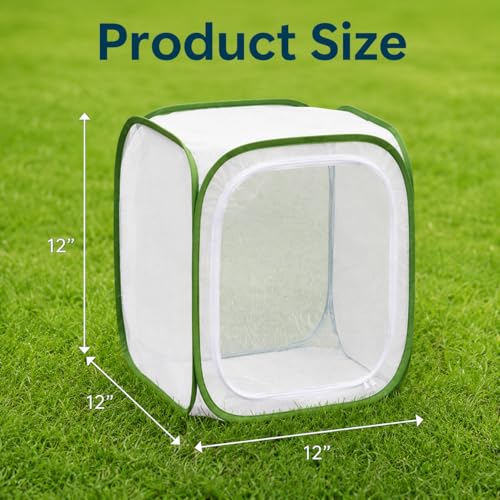Insect & Butterfly Habitat Cage, Portable Pop-Up Terrarium with Mesh Sides, Bug Catching & Observation Enclosure for Caterpillars, Small Insects, Outdoor & Classroom Use, 12.0 Inches Tall