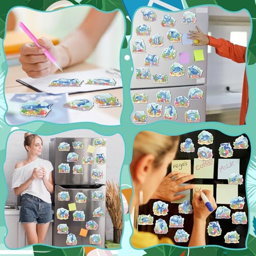 Xuhal 30 Pcs Ocean Animal Diamond Painting Magnet Diamond Art Kit for Adult - color: Ocean