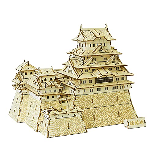 Himeji Castle Wooden Architecture 3D Puzzle - Fun DIY Wood Craft Kits - Ideal Gift for Birthdays and Party Favors - style: Himeji Castle