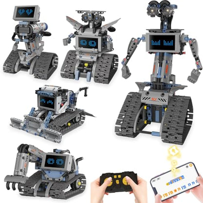 Robot Building Kit with Remote Control STEM Gift for Boys Age 6-14 | Birthday Gift for Boys Girls Ages 6-14 | 352PCS 5-in-1 Robot | APP + Remote | STEM Robotic Toys | Rechargeable |Educational - style: K96170