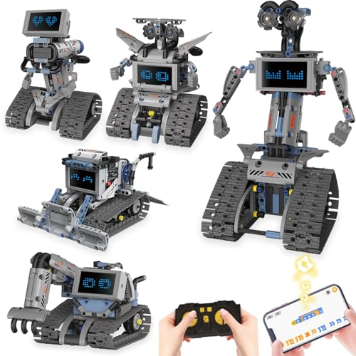 Robot Building Kit with Remote Control STEM Gift for Boys Age 6-14 | Birthday Gift for Boys Girls Ages 6-14 | 352PCS 5-in-1 Robot | APP + Remote | STEM Robotic Toys | Rechargeable |Educational - style: K96170