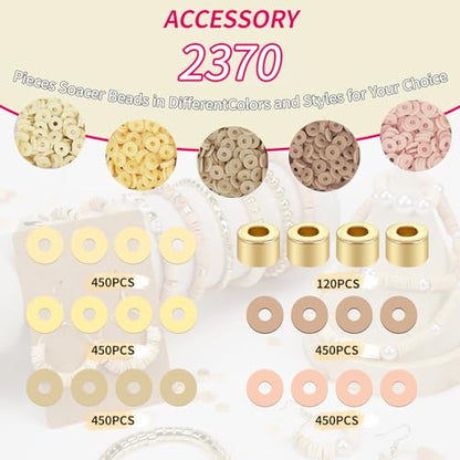 2370pcs Neutral Clay Beads for Bracelets Making - color: Neutral
