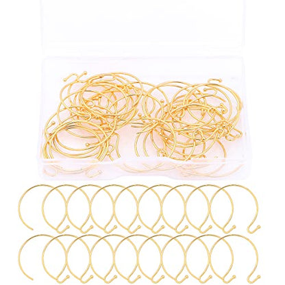 BEADIA 18K Gold Plated Earring Hooks Round 20mm 40pcs for Jewelry Making Findings - size: Round Hooks 20mm