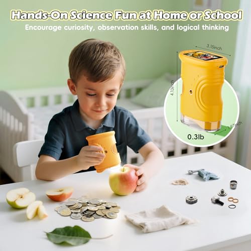Alotwan Microscope for Kids 1000X Digital, Handheld Kids Microscope - color: Yellow