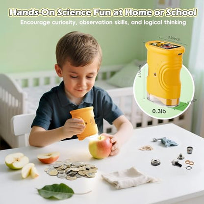 Alotwan Microscope for Kids 1000X Digital, Handheld Kids Microscope - color: Yellow