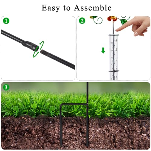 3 Pcs Rain Gauge Outdoor, 5 Inch Tube Rain Gauge with Welcome Sign - color: 3 Pcs-Welcome Sign