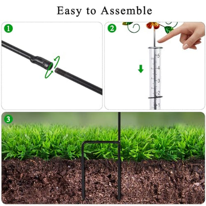3 Pcs Rain Gauge Outdoor, 5 Inch Tube Rain Gauge with Welcome Sign - color: 3 Pcs-Welcome Sign