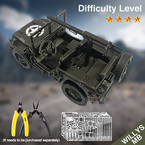 Piececool 3D Metal Car Model Kits, SUV Military Vehicle Models Building Kits, Brain Teaser 3D Puzzles for Adults Teens Stress Relief, Best Gifts for Dad - style: Willys-SUV