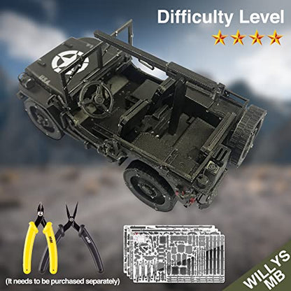 Piececool 3D Metal Car Model Kits, SUV Military Vehicle Models Building Kits, Brain Teaser 3D Puzzles for Adults Teens Stress Relief, Best Gifts for Dad - style: Willys-SUV