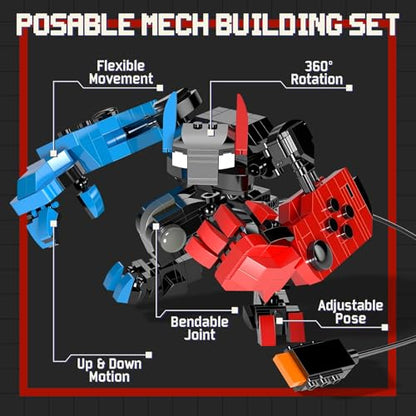 HIGH GODO Mech Building Set, Classic Game Controller Robot Building Blocks with Posable Head, Hands & Legs, Cool Toys Gifts Ideas for Adults, Teens Age 14+ and Game Fans (418 PCS)