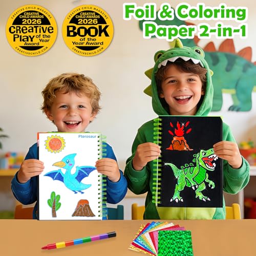 FUNNYB&G Foil Art Craft Kit for Kids, Sparkly Birthday Gift Toy for Kids - style: Dinosaur World