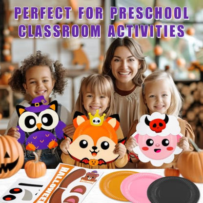 16 Pack Arts and Crafts for Kids Toddler DIY Animal Paper Plate Art Gifts - style: Halloween
