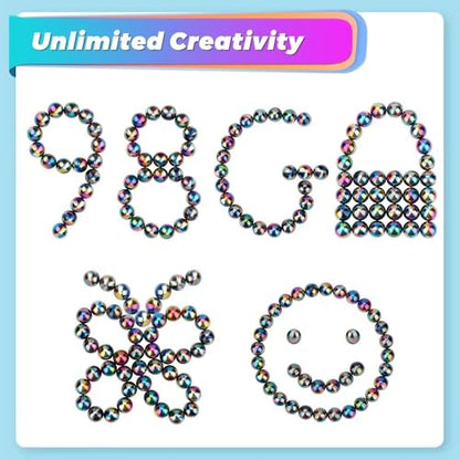 Dilabnba 28PCS Rainbow Hematite Magnetic Stones Fidget Toy for Adults, Men Women Magnetic Hand Roller Office Desk Toys for Gifts, Science Kit Rare Earth Magnets with Fiber Case