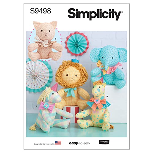 Simplicity S9498 Easy Plush Stuffed Animal Sewing Pattern, One Size