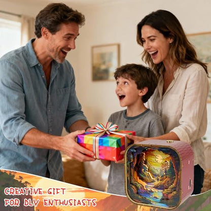 3D Wooden Puzzle Night Light DIY LED Art Lamp Kit for Adults Desk Decor Relaxing Craft Model Table Ornament and Birthday Gift (Sunset Valley) - style: Sunset Valley