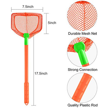 Coopay 2 Pieces Butterflies Kids Fishing Net Catching Bug Floating Bait Beach Nets for Outdoor Playing - color: Rose Red + Orange
