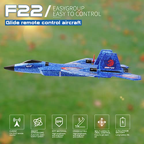 F22 RC Fighter Plane 2CH Ready to Fly RC Airplane for Beginners - color: Blue F-22 Raptor