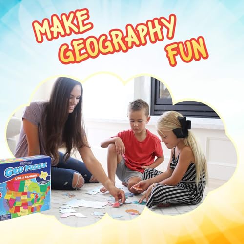 GeoPuzzle USA & Canada Jigsaw Puzzles, 69 Pc Puzzle for Kids Ages 6 & Up - color: 1 Set-usa & Canada