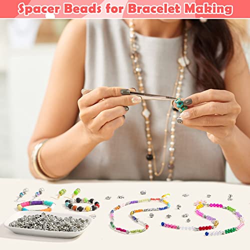 350 Pcs Silver Spacer Beads for Jewelry Making, Mixed Bulk Random Styles Metal Beads for Bracelets, Necklace, Earring Jewelry Making - color: Silver1