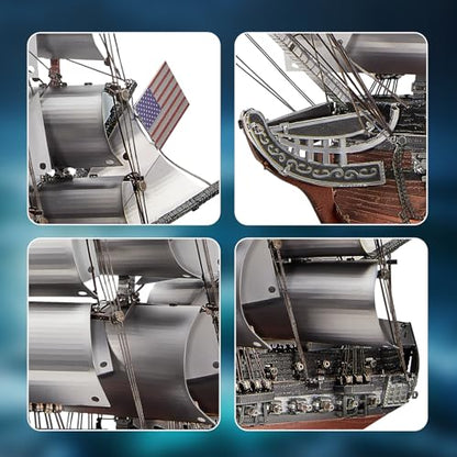 Piececool 3D Metal Puzzles, USS Constitution Sailing Boat Models for Adults Sailing Frigate Warship Sailboat Ship Model Building Kits Hobby Crafts for Adults Creative Gift Ideas Birthday Christmas - style: USS Constitution