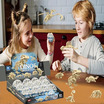 12PCS Pre Filled Easter Eggs with Toy - 12 in 1 Dinosaur Skeleton Model Kit - style: Dinosaur Skeleton