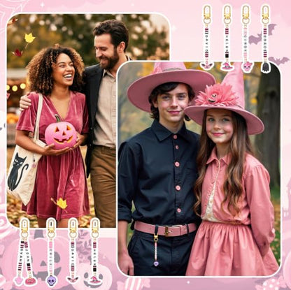 Tondiamo 2823 Pcs Pink Halloween Bead Keychain DIY Craft Making Kit - style: Pink Halloween