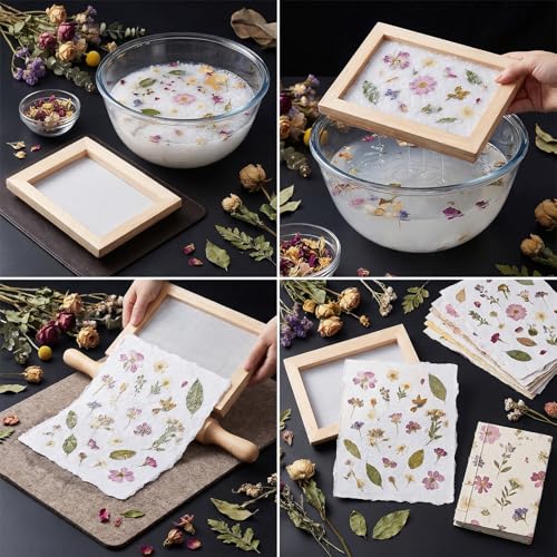 Ngdhkd 3Pcs Paper Making Frame Kit Wooden Paper Making Screen with Mesh