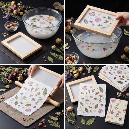 Ngdhkd 3Pcs Paper Making Frame Kit Wooden Paper Making Screen with Mesh