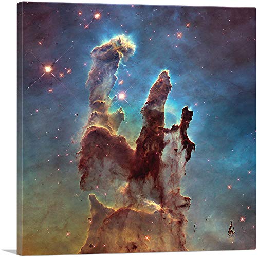ARTCANVAS Hubble Telescope Pillars of Creation Eagle Nebula M16 Canvas Art Print Stretched Framed Painting Picture Poster Giclee Wall Decor - 36" x 36" (0.75" Deep) - size: 36"L x 36"W, style: .75" Deep Canvas