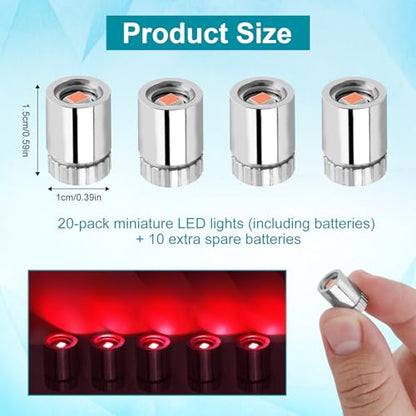20pcs Mini Led Lights for Craft, Tiny Small Light with 30pcs Batteries - color: Red