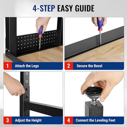 WORKPRO 96" Adjustable Workbench, Power Outlet & Pegboard, 4000LBS Capacity - size: 8FT workbench