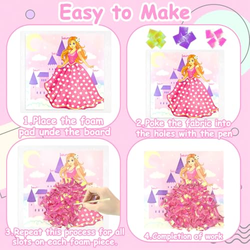 Poke-in Fun Art Fabric Craft,Magical Princesses Kits,Arts and Crafts for Kids,Mess Free Kids'Paper Craft Kits,Art Activity Birthday Ideas for Children,Toys for Girls &Boys Ages 4-10+ - style: Princess