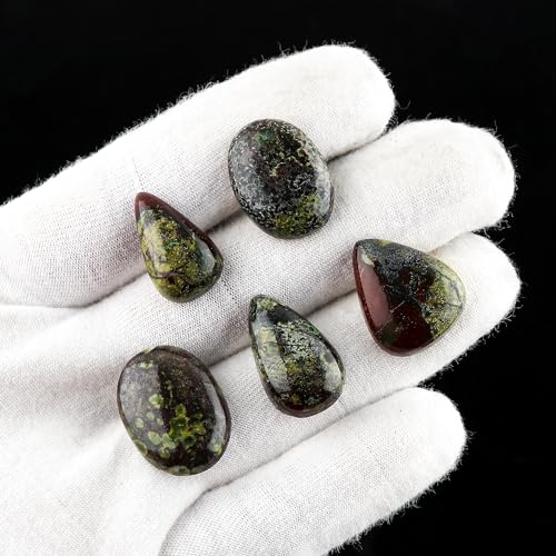 CRYSTALIS Wholesale 5pcs Natural Dragon Blood Jasper Loose Gemstone Bulk Cabochons Jewelry Making Supply, Chakra Healing Polished Stones, Wire Wrapping, DIY, Gem Collection