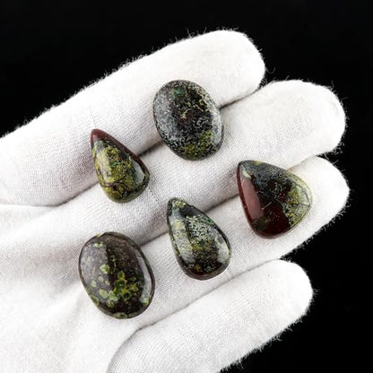 CRYSTALIS Wholesale 5pcs Natural Dragon Blood Jasper Loose Gemstone Bulk Cabochons Jewelry Making Supply, Chakra Healing Polished Stones, Wire Wrapping, DIY, Gem Collection