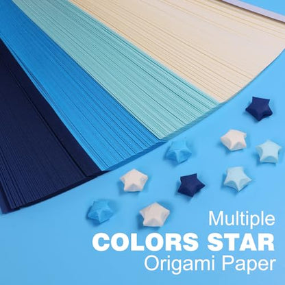 FoDau770 Solid Color Star Paper Strips - 1080 Sheet, Blue Series - color: Solid Blue Series
