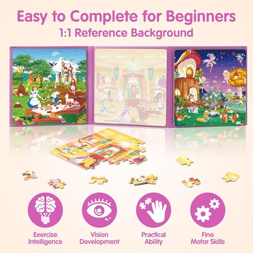 SYNARRY Princess Fairy Party Magnetic Puzzle for Kids Ages 3-5, Travel Toys - style: Princess Fairy
