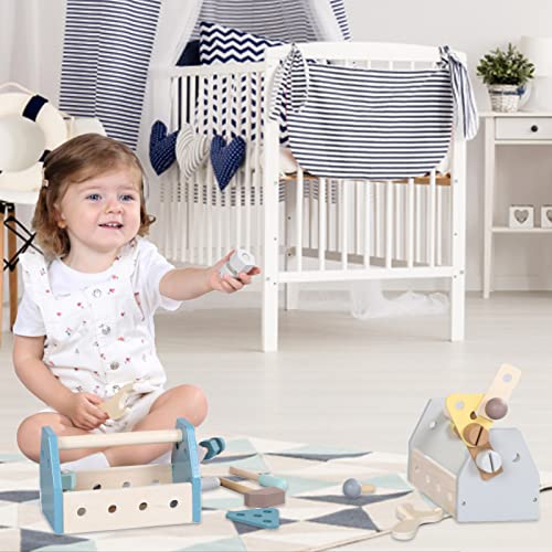 Montessori Wooden Tools Toddler Educational Construction Toy - color: Blue
