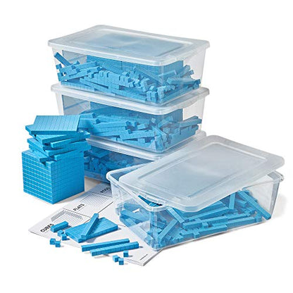 hand2mind Blue Plastic Base Ten Blocks Complete Set, Place Value Blocks, Counting Cubes for Kids Math, Base Ten Blocks Classroom Set, Math Blocks Kindergarten, Base 10 Math Manipulatives (Set of 644) - style: Set of 644