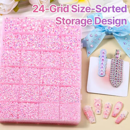 33000Pcs Jelly Pink AB Resin Rhinestones for Bedazzling Kit - color: Jelly Pink 2-6mm