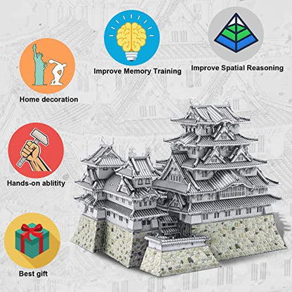 Piececool 3D Metal Puzzles for Adults, Himeji Castle - Japanese Architecture 3D Model Building Kits Creative Home Decoration Great Birthday - style: Himeji
