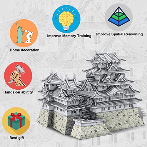 Piececool 3D Metal Puzzles for Adults, Himeji Castle - Japanese Architecture 3D Model Building Kits Creative Home Decoration Great Birthday - style: Himeji
