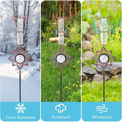 Rain Gauge,Hummingbird 7 inch Rain Gauge Outdoor with Thermometer - color: Thermometer
