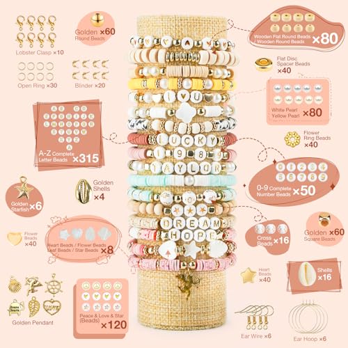 Dowsabel Clay Beads 3 Boxes Bracelet Making Kit, 10800pcs Beads for Jewelry Making, Letter Beads for Friendship Bracelets DIY Arts and Crafts Gifts for Girls Adults