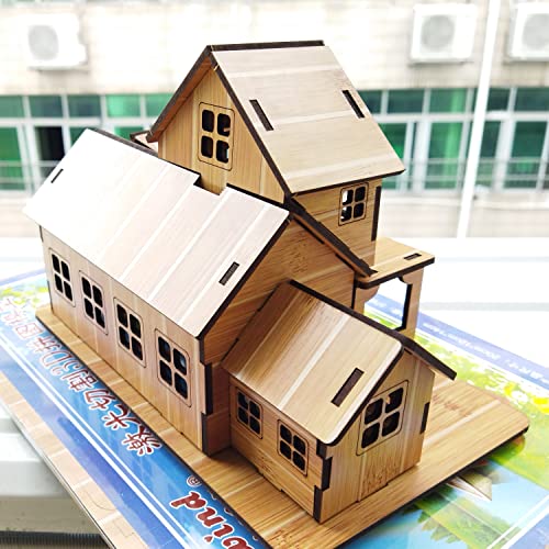 3D Wooden Puzzles for Adults Wooden Building Model, 3D House Model Kits for Adults, Log Cabin Model Kits